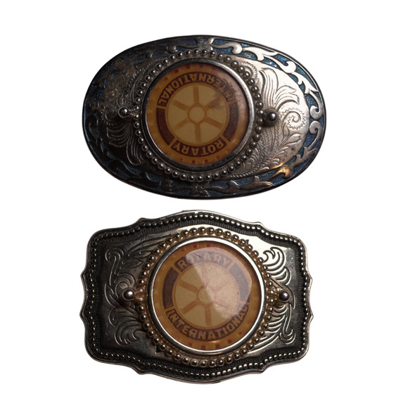 Unbranded Other - VTG Rotary International Belt Buckles Western Ornate Collectible Oval Centerpice